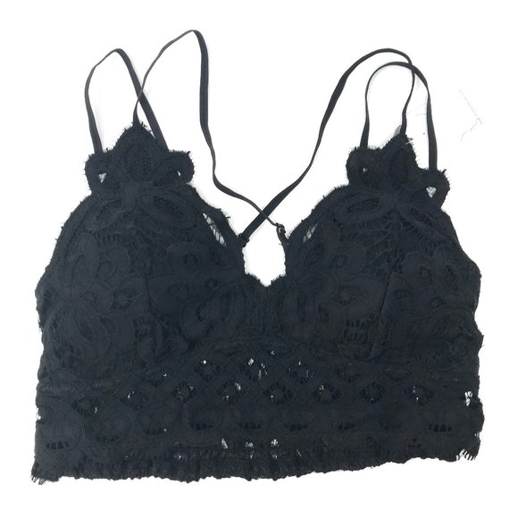 Black Crochet Lace Long Line Bralette - Picture 8 of 12